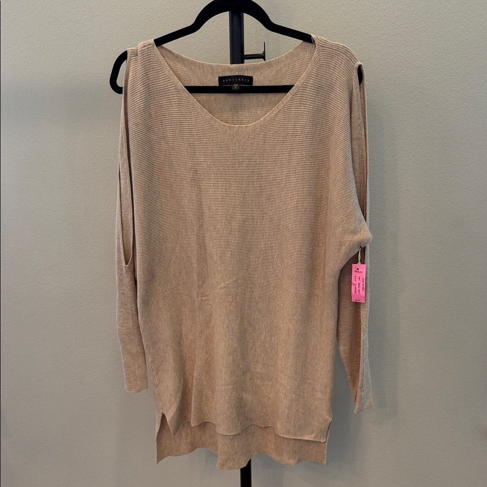 Sanctuary Beige Cold Shoulder Sweater